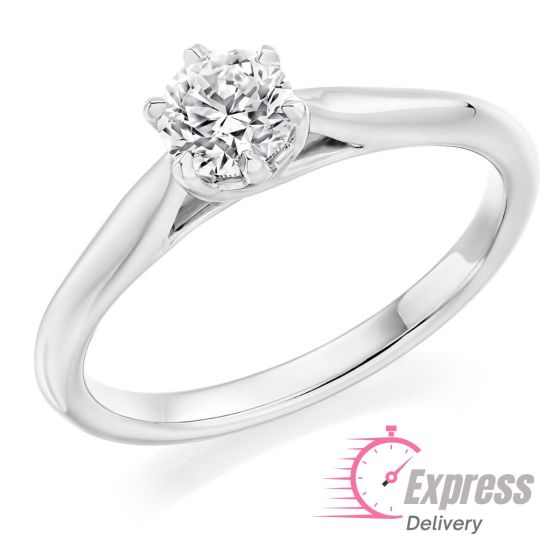 Brilliant Cut Diamond Engagement Ring in Platinum - 0.70ct 6 claw ENG24815
