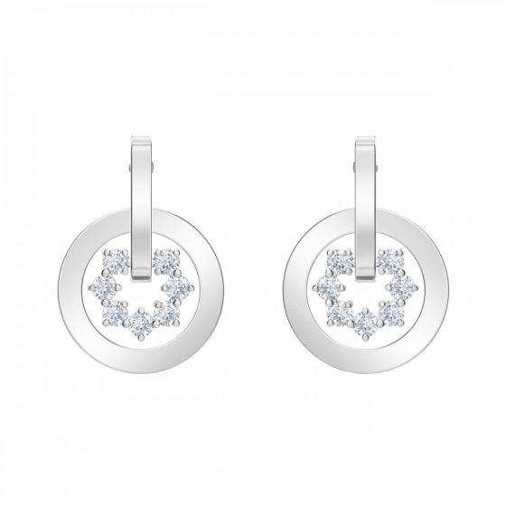 Swarovski Further Drop Pierced Earrings, White, Rhodium plated 5499002