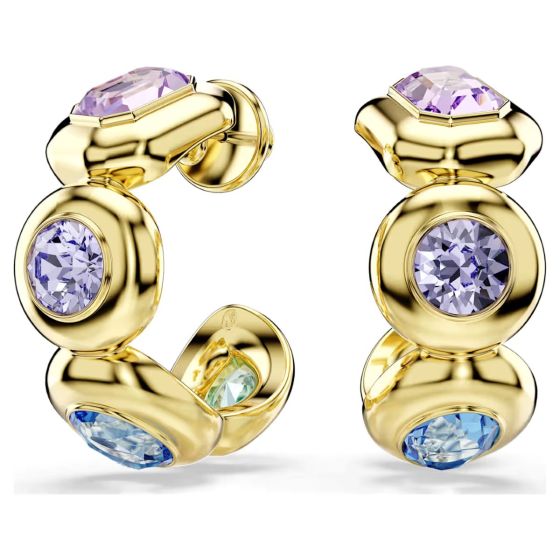 Swarovski Gema Hoop Earrings Mixed Cuts - Multicoloured Gold Tone Plating - 5737444