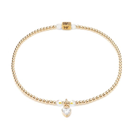 Annie Haak Blissful Swarovski Heart Crystal Gold Charm Bracelet 
