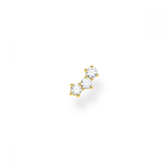 Thomas Sabo Single Earring - Triple White Stone Stud in Gold H2132-414-14