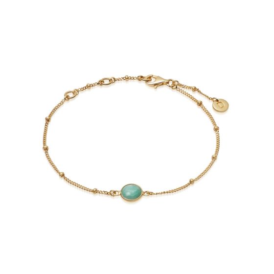 Daisy Amazonite Healing Stone Bobble Bracelet - Gold HBR1003_GP