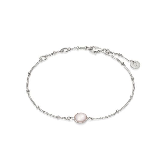 Daisy Rose Quartz Healing Stone Bobble Bracelet - Silver HBR1005_SLV