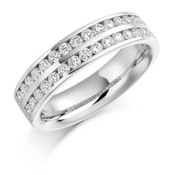 Raphael Collection Half Eternity Ring, Channel Set Round Brilliant Double Band HET1077