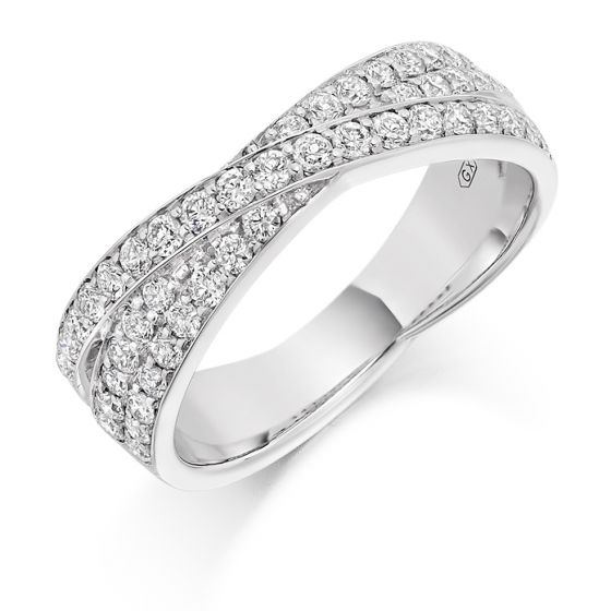 Raphael Collection Half Eternity Ring Triple Crossover Grain Set Diamonds
