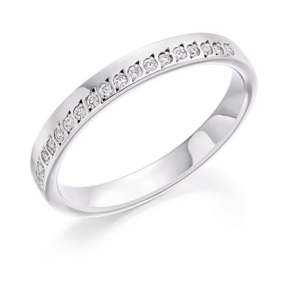 Raphael Collection Half Eternity Ring, Offset Grain Set Diamonds