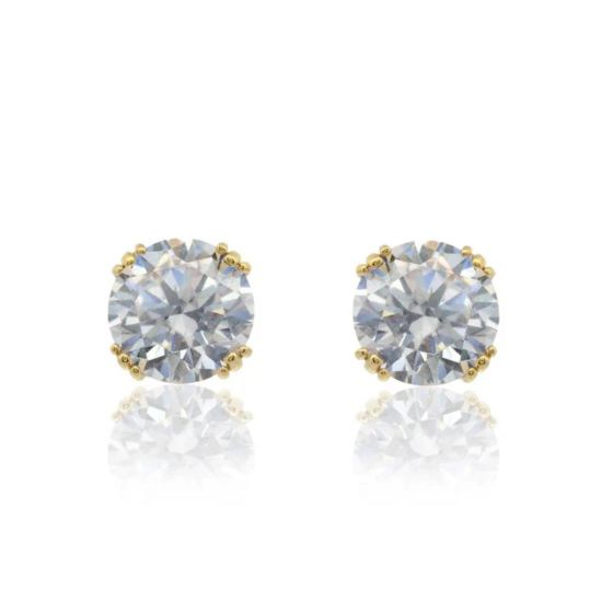 Georgini Elegant Essentials 6.5mm Round Hidden Halo Gold Stud Earrings. Item code IE1209G.