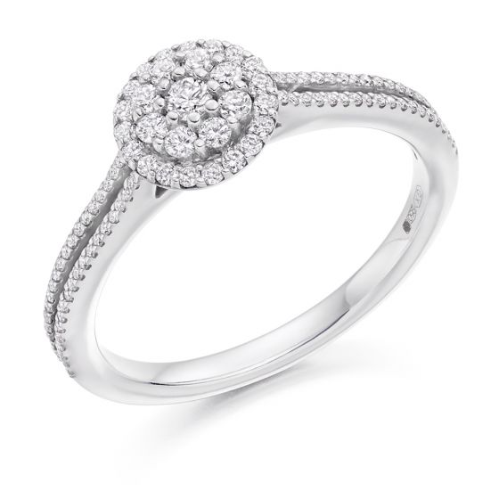 Buy Brilliant Diamond Halo Cluster Engagement Ring with Double