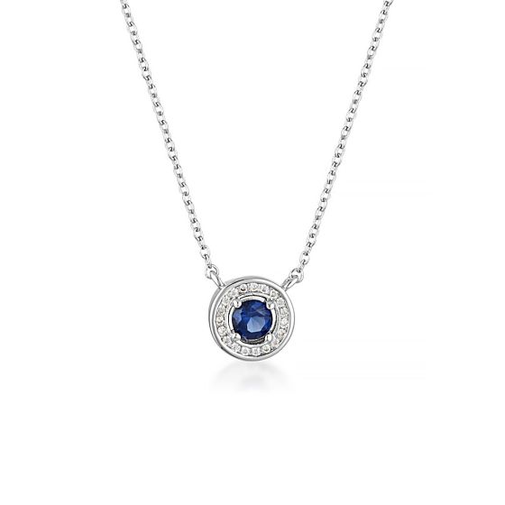Georgini Milestone Sapphire Blue Halo Pendant - Silver IP1164B