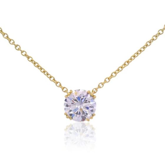 Georgini Elegant Essentials 6.5mm Round Hidden Halo Gold Pendant Necklace. Item code IP1209G.