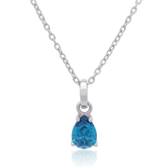 Georgini Wisteria Blue Topaz and Zirconia Silver Pendant Necklace. Item code IP1216WB.