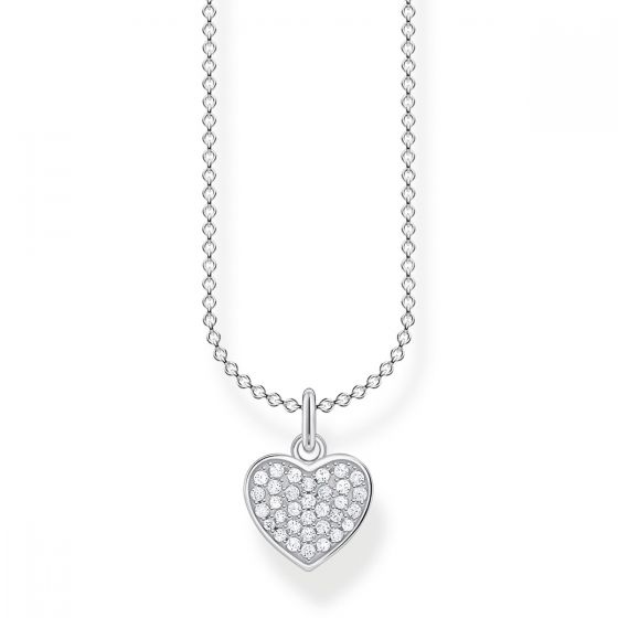 Thomas Sabo Silver and White Stone Pave Heart Necklace KE2046-051-14-L45v