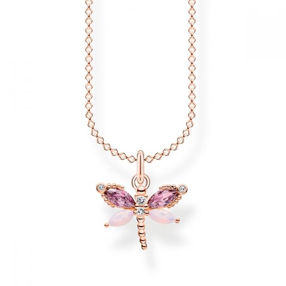 Thomas Sabo Butterfly Necklace with Violet Stones in Rose Gold KE2096-321-7-L45V