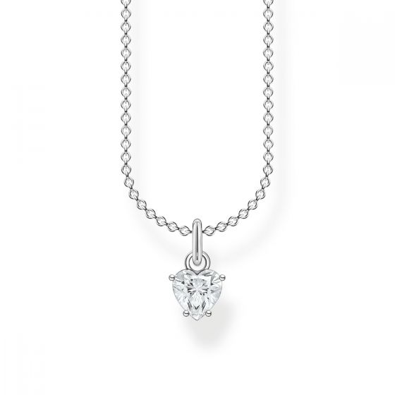 Thomas Sabo White Stone Heart Necklace in Silver KE2105-051-14-L45V