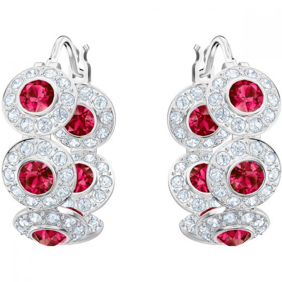 Swarovski Angelic Hoop Pierced Earrings, Red, Rhodium Plating 5445998