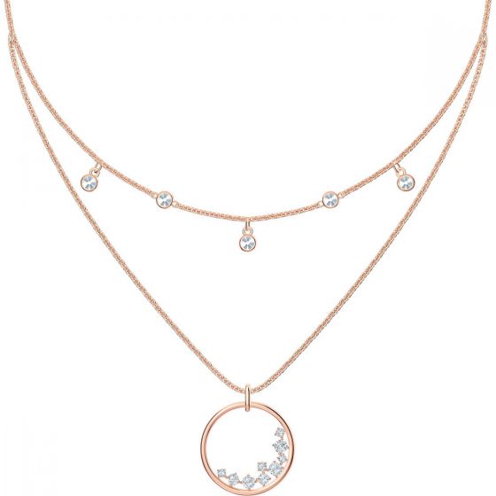 Swarovski North Double Necklace, White, Rose Gold Plating 5493390
