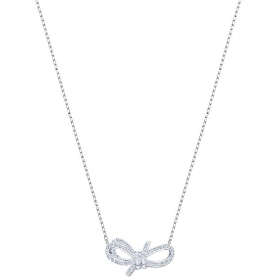 Swarovski Lifelong Bow Necklace, White, Rhodium Plating 5440643