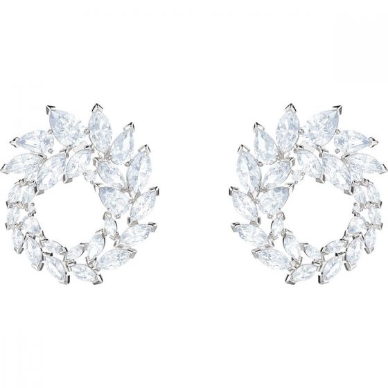 Swarovski Louison Hoop Pierced Earrings, White, Rhodium Plating 5419245