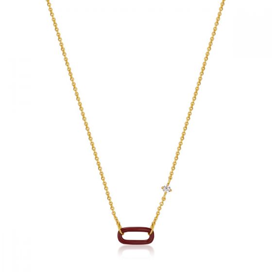 Ania Haie Claret Red Enamel Gold Link Necklace N031-03G-R