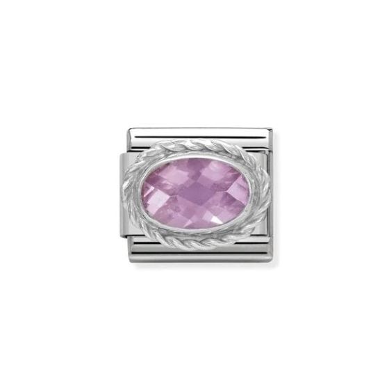 Nomination Classic Faceted Pink Cubic Zirconia Charm - Sterling Silver Twist Setting