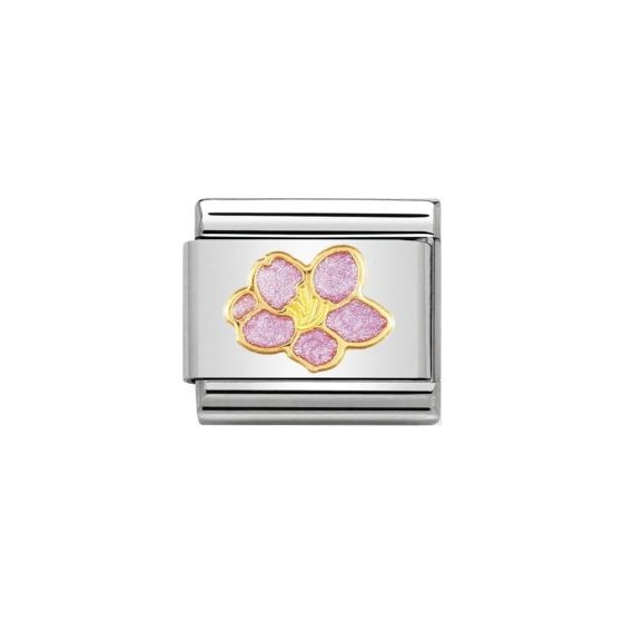 Nomination Classic Nature Charm - Enamel and 18k Gold Hibiscus Flower