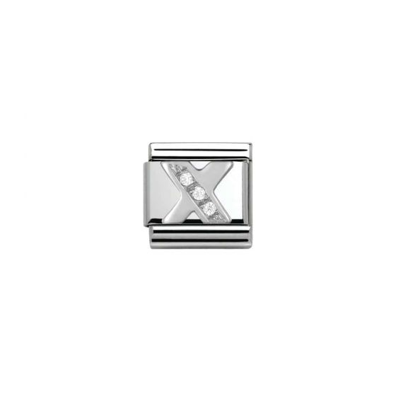 Nomination Silver and Zirconia Classic Letter Charm - X