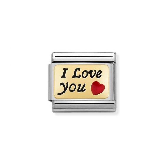 NOMINATION Composable Classic PLATES Steel, Enamel and 18K Gold I Love You  030284_55
