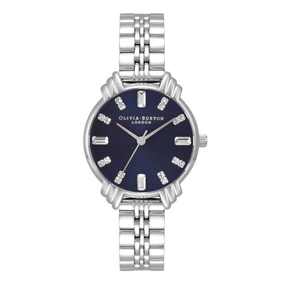 Olivia Burton Art Deco Blue and Silver Bracelet Watch - OB16DC01