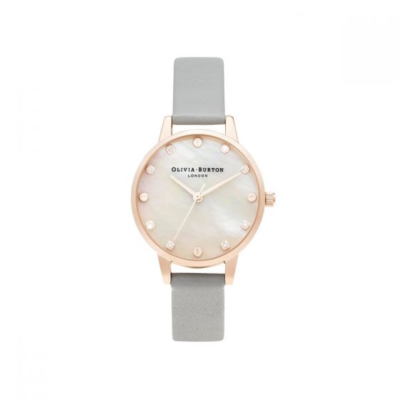 Olivia Burton Mother Of Pearl Midi Dial Grey and Rose Gold Watch OB16SE12