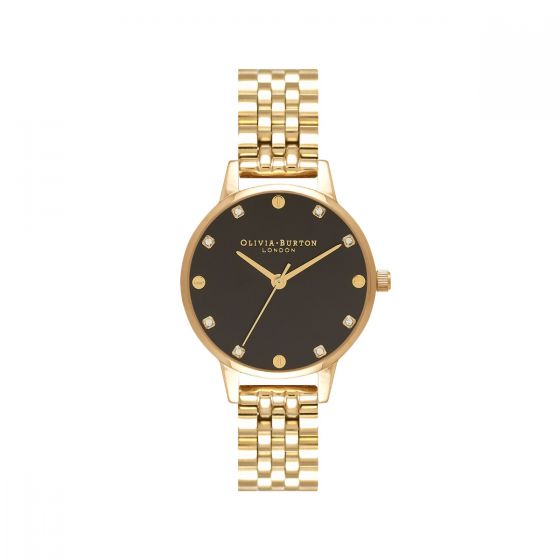 Olivia Burton Midi Black Sunray and Gold Bracelet Watch  OB16SE17
