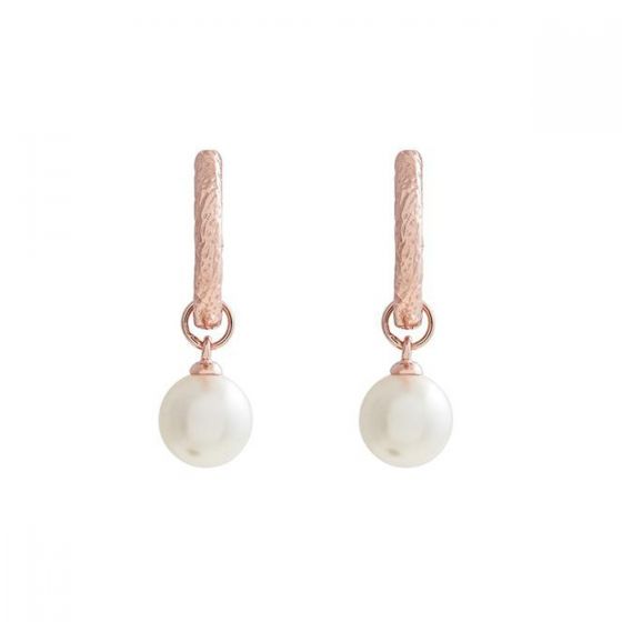 Buy Olivia Burton Antique Pearl Charm Rose Gold Hoop Earrings Online