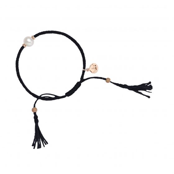 Jersey Pearl Tassel Bracelet, Black