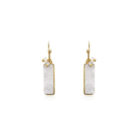 Sarah Alexander Pebble Bay White Druzy and Gem Bead Earrings