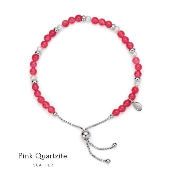 Jersey Pearl Sky Bracelet - Scatter Style in Pink Quartzite and Silver
