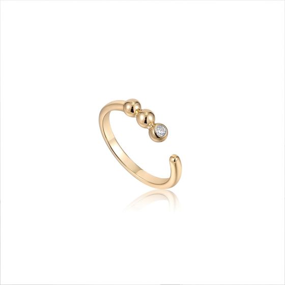 Ania Haie Gold Orb Sparkle Adjustable Ring - R045-01G-CZ
