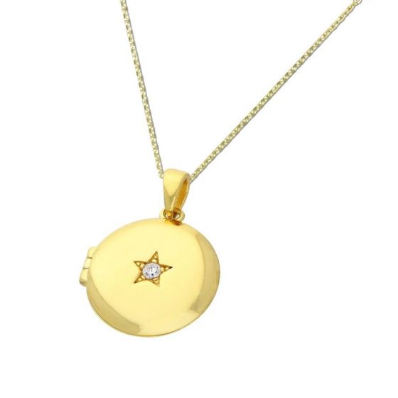 Round Gold and Zirconia Star Locket