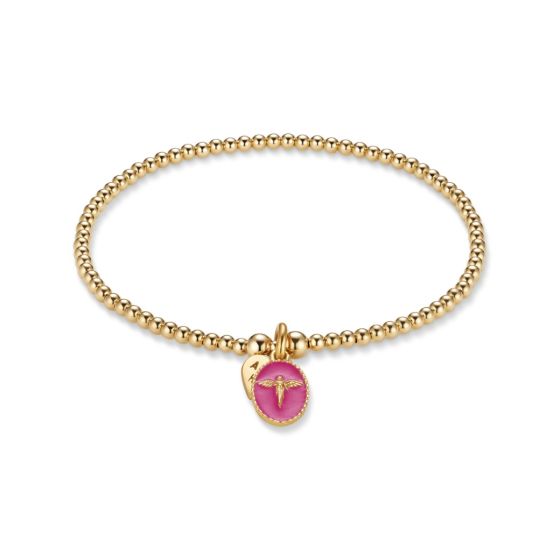 Annie Haak Santeenie Gold Plated Charm Bracelet - Pink Silhouette Angel