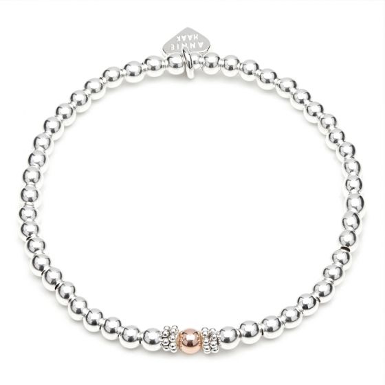 Annie Haak Seri Silver Bracelet with Rose Gold Bead