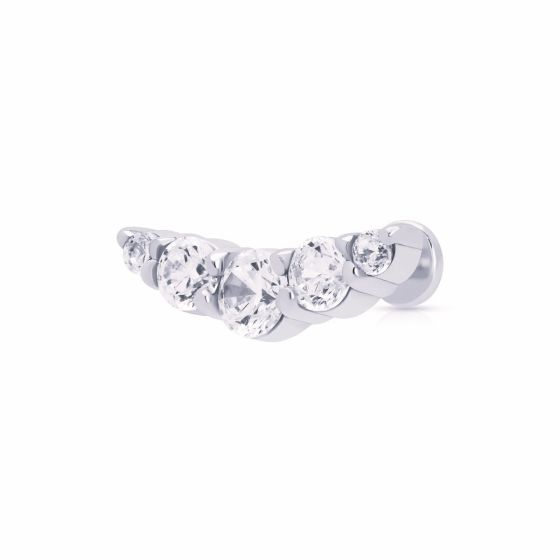 Scream Pretty Helix Curve Sparkling Single Flat Back Earring - Silver