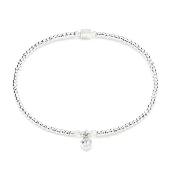 Annie Haak Blissful Swarovski Heart Crystal Silver Charm Bracelet