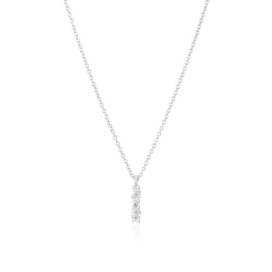 Sif Jakobs Ellera Ovale Piccolo Necklace - Silver with White Zirconia - SJ-N2414-CZ