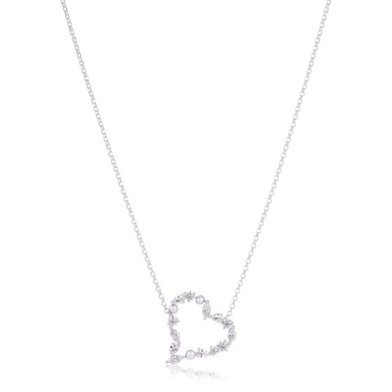 Sif Jakobs Adria Amore Necklace - Silver with Pearl and Zirconia