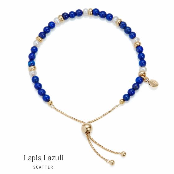 Jersey Pearl Sky Bracelet - Scatter Style in Blue Lapis Lazuli and Gold 1877892