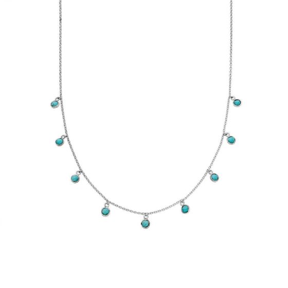 Daisy Turquoise Charm Necklace - SN13_SLV