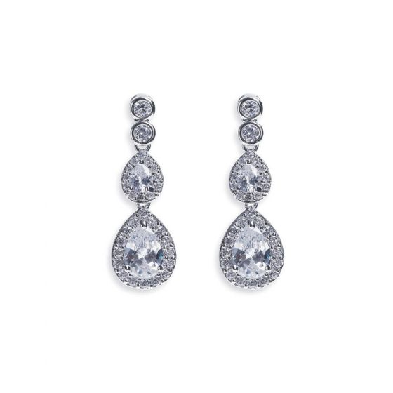 Ivory & Co Sorbonne Crystal Peardrop Rhodium Earrings