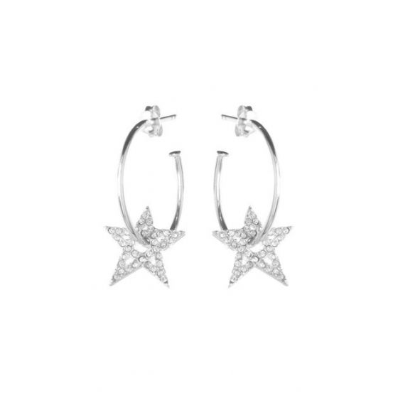Annie Haak Clear Crystal Star Hoop Silver Earrings E0172