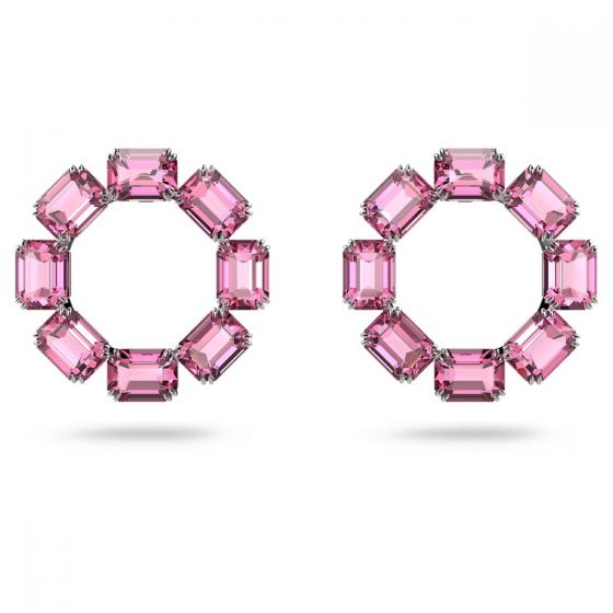 Swarovski Millenia Octagon Hoop Earrings - Pink with Rhodium Plating 5614296