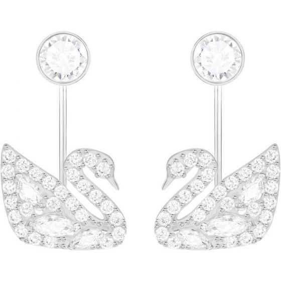 Swarovski Swan Lake Pierced Earring Jackets - White - Rhodium Plated - 5379944