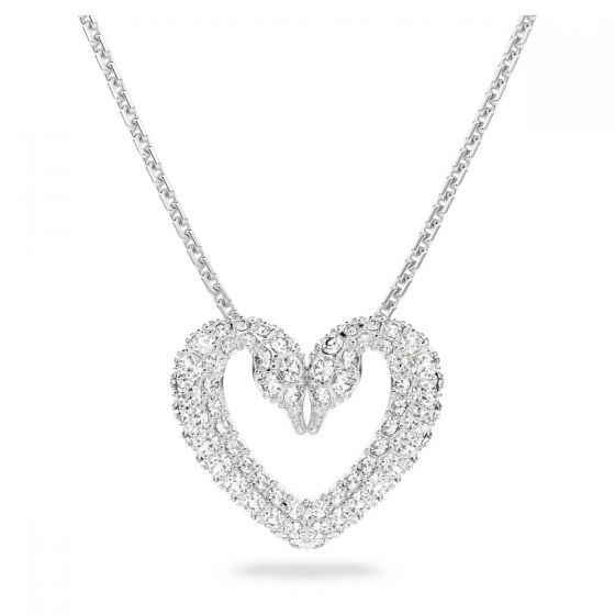 Swarovski Una Small Heart Pendant - White with Rhodium Plating 5625533