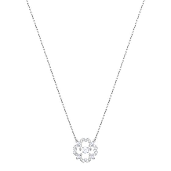 Swarovski Sparkling Dance Flower Necklace, Small, Rhodium
